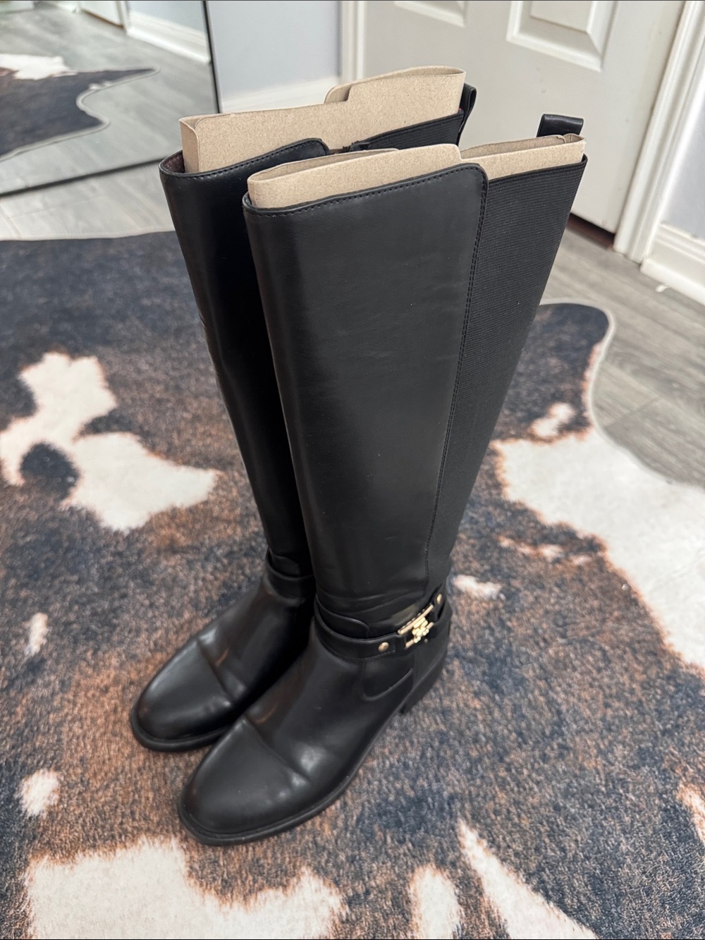 Tommy Hilfiger Black Knee-High Heeled Riding Boots